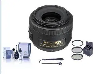 Nikon Nikon 35mm f/1.8G AF-S DX AF NIKKOR Lens  - Bundlewith 52mm Filter Kit, Lens Cap Leash, ProfessionalLens Cleaning Kit