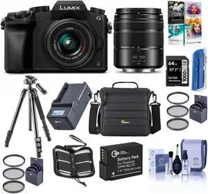 Panasonic Lumix DMC-G7 Camera w/14-42mm & 45-50mm Lens, Black & Complete Kit