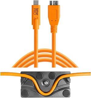 Tether Tools TetherBLOCK Mount Plate, 15' USB-C to Micro-USB 3.0 B Cable, Orange