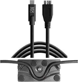 Tether Tools TetherBLOCK MC Multi Cable Mounting Plate with TetherPro 15' USB-C to Micro-USB 3.0 Type-B Cable, Black