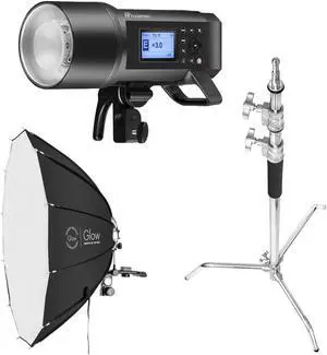 Flashpoint XPLOR 600PRO R2 TTL Monolight Kit With Glow ParaPop and C-Stand