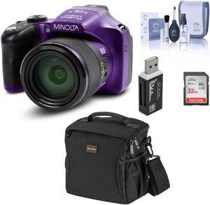 Minolta MN67Z 20MP Full HD Bridge Camera, Purple, With Essential Bundle #MN67ZPR