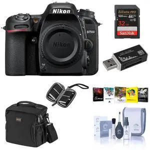 Nikon D7500 DX-format Digital SLR Camera Body, Black - Bundle With 16GB SDHC Card, Camera Bag, Cleaning KIt, Memory Wallet, Card Reader, PC Software Package