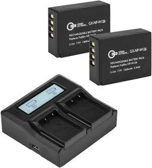 Green Extreme 2 Pack NP-W126 Battery and Dual Smart Charger Kit (7.4V 1260mAh)