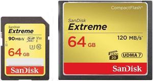 SanDisk 64GB Extreme CF Memory Card w/64GB UHS-I Class 10 U3 SDXC Card