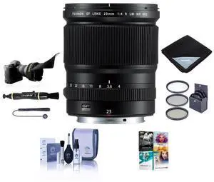 Fujifilm GF 23mm f/4 R LM WR Lens, Bundle with ProOptic 82mm Filter Kit, Flex Lens Shade, Lens Wrap, LensPen Cleaner, Lens Cap Tether, Cleaning Kit, PC Software Kit