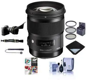 Sigma 50mm f/1.4 DG HSM ART Lens for Nikon F, Bundle with ProOptic 77mm Filter Kit, Flex Lens Shade, Lens Wrap, Cleaning Kit, Cap Tether, LensPen Lens Cleaner, PC Software Kit Sigma 50mm f/1.4 DG HSM ART Lens for Nikon F, Bundle with ProOptic 77mm Filter Kit, Flex Lens Shade, Lens Wrap, Cleaning Kit, Cap Tether, LensPen Lens Cleaner, PC Software Kit