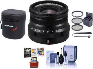 Fujifilm XF 16mm f/2.8 R WR Lens, Black, Bundle with ProOptic 49mm Filter Kit, Lens Case, Cleaning Kit, Lens Cap Tether, Mac Software Package