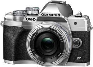 Olympus OM-D E-M10 Mark IV Camera with ED 14-42mm F3.5-5.6 EZ Lens, Silver