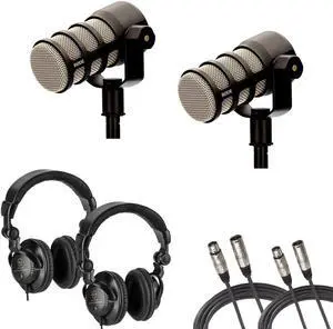 Rode PodMic Dynamic Podcasting Microphone with Headphones and Cables, 2-Pack