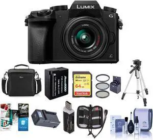 Panasonic Lumix DMC-G7 Mirrorless Camera w/14-42mm Lens Black w/Premium Acc Bund
