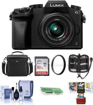 Panasonic Lumix DMC-G7 Mirrorless Camera with 14-42mm Lens Black w/Free Acc Bund