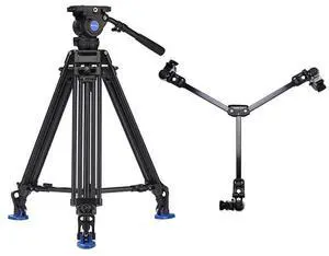 Benro BV8 3-Section Aluminum Alloy Twin Leg Video Tripod, Bundle with DL-08 Dolly
