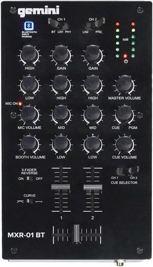 Gemini MXR-01BT 2-Channel Professional DJ Mixer with Wireless Bluetooth