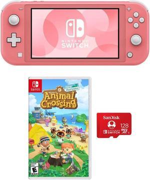 Nintendo Switch Lite Coral With Animal Crossing New Horizons 128GB SDXC Card