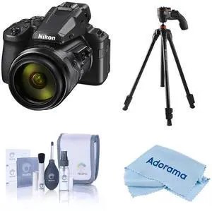 Nikon COOLPIX P950 Digital Camera, Bundle with Takama Aluminum 3-Section Tripod with 3-Way Head, Cleaning Kit, Microfiber Cloth