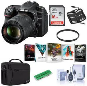 Nikon D7500 DSLR with AF-S DX NIKKOR 18-140mm f/3.5-5.6G ED VR Lens - Bundle With 16GB SDHC Card, Camera Bag, Cleaning KIt, Memory Wallet, Card Reader, PC Software Package, 67mm UV Filter