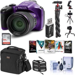 Minolta MN67Z 20MP Camera, Purple, With Premium Bundle #MN67Z-P B