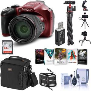 Minolta MN67Z 20MP Camera, Red,  With Premium Bundle #MN67Z-R B