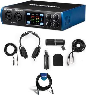 Studio 24C 2x2 Portable Ultra-High Definition USB-C Audio/MIDI Interface Bundle