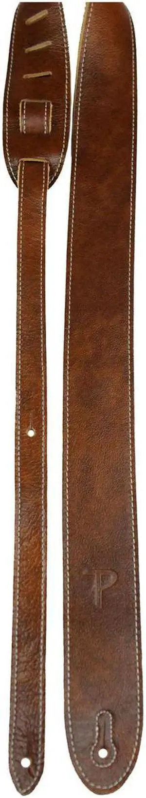 Perri's Leathers BM2 2" Wide Soft Leather Guitar Strap, Chestnut #6554