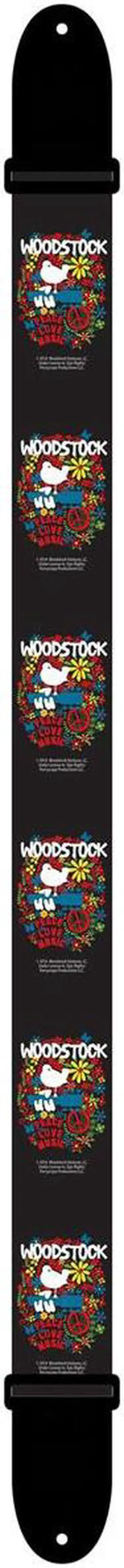 Perri's Leathers LPCP 2" Wide Polyester Guitar Strap, Woodstock Logo on Black