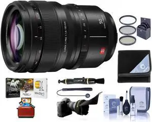 Panasonic LUMIX S PRO 50mm f/1.4 Lens for L Mount, Bundle with 77mm Filter Kit, Flex Lens Shade, Lens Cleaner, Lens Wrap, Cap Tether, Cleaning Kit, Mac Software Kit