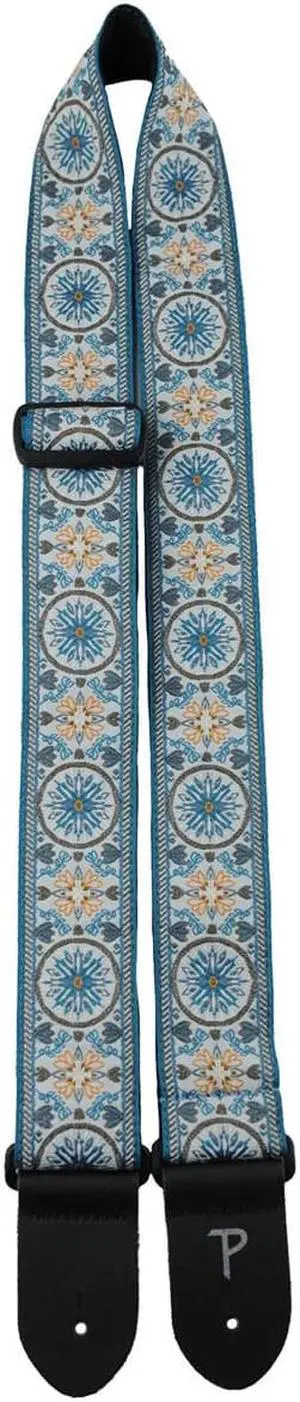 Perri's Leathers TWS 2" Wide Jacquard Guitar Strap, Blue Mandala #6806