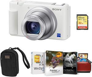 Sony ZV-1 Compact 4K HD Camera, White W/Free Mac Accessory Kit #DCZV1/W AM