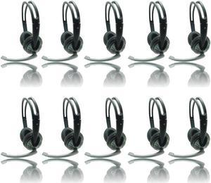 iMicro 10 Pack SP-IMME282 Wired USB Headphones w/ Microphone and Volume Control