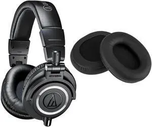 Audio-Technica ATH-M50x Pro Monitor Headphones, Black With Leather Earpads