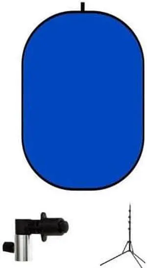Flashpoint 40x60" Chromakey Disc Background, One Side Chroma Blue, One Side Chroma Green, with 5.9' Stand Nano, Black & Reflector Clip