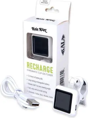 Kala Klipz Rechargeable Clip-On Tuner for Guitar/Bass/Violin/Ukulele, White