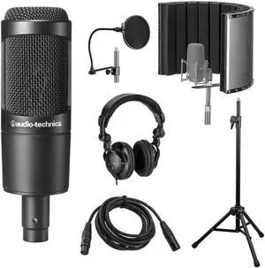 Audio-Technica AT2035 Cardioid Condenser Side-Address Microphone, with Vocal Recording Setup Kit