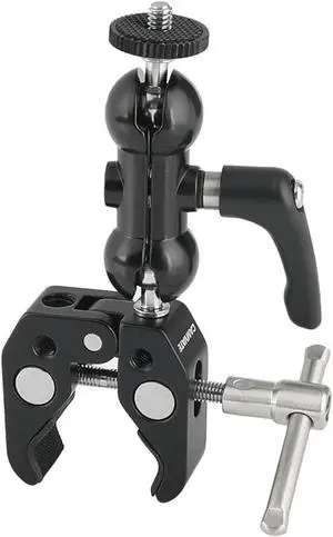CAMVATE Ball Head Mount 1/4" Threads with Central Lock Knob and Super Crab Gripper Clamp