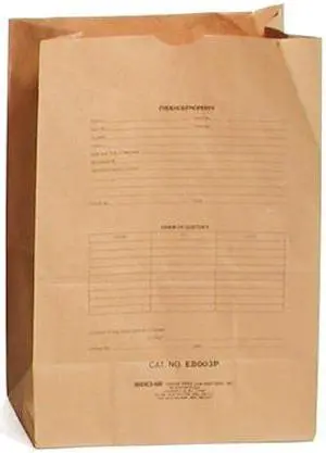Sirchie Preprinted Kraft Evidence Bag, 12x7x18" Size, Set of 100 #EB003P