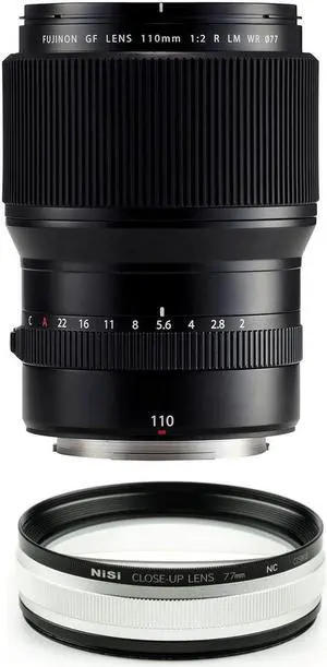 Fujifilm GF 110mm f/2 R LM WR Lens with NiSi Close Up Lens Kit