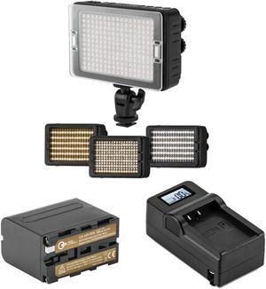 CLAR 204 Phantom Bi-Color On Camera LED Light with NP-F970 Battery and Charger