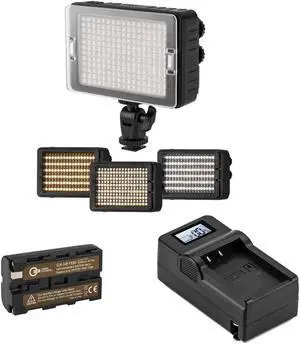 CLAR 204 Phantom Series Bi-Color On Camera LED Light Bundle with Green Extreme NP-F550 Battery Pack and Smart Charger