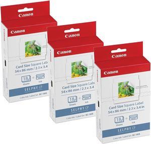 Canon KC-18IS Card Size Square Label Ink & Paper for SELPHY CP900/CP910, 3-Pack