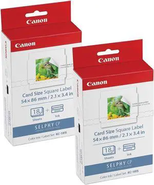Canon KC-18IS Square Label Ink & Paper Set for SELPHY CP900/10 Printer, 2-Pack