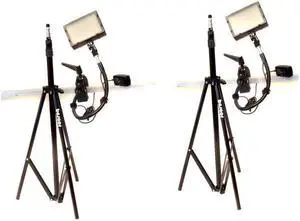 Bescor Grip-182K Gripper Gooseneck Bi-Color 2-Light Kit, Includes 2x FP-180 Dimmable LED Light, 2x Gooseneck Arm, 2x Gripper Clamp, 2x AC-180 Power Supply and 2x LS-180 Light Stand