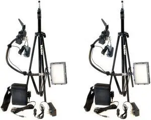 Bescor Grip-182KB Gripper Bi-Color 2-Light Kit with 2x Light Stand & 2x Battery