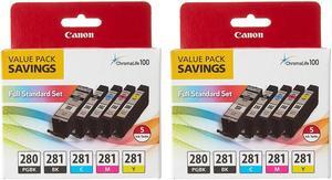Canon 2 Pack PGI-280/CLI-281 5 Color Ink Pack for Select PIXMA Printers