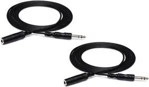 Hosa 2x Stereo 1/4" Female Phone to 1/4" Male Phone TRS Headphone Cable, 25'