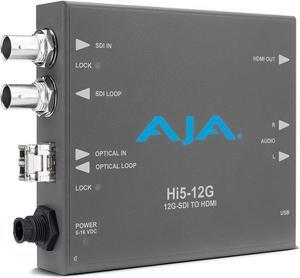 AJA Hi5-12G-R 12G-SDI to HDMI 2.0 Mini-Converter with Fiber Receiver #HI5-12G-R