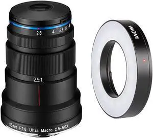 Venus Laowa 25mm f/2.8 2.5-5X Ultra Macro Lens for Sony FE, Bundle with Laowa Front LED Ring Light