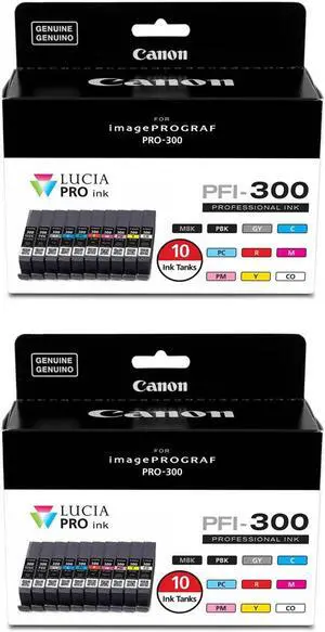 Canon 2 Pack PFI-300 14.4ml 10 Color Ink Pack