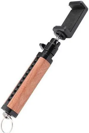 CAMVATE Wooden Handle Grip w/ Adjustable Smartphone Clip & Mini Ball Head Mount