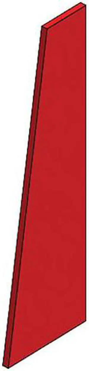 Auralex 1x16x48" SonoSuede Trapezoid Right Angle Panel with 2 AFN Impaling Clips, Straight Edge, Red